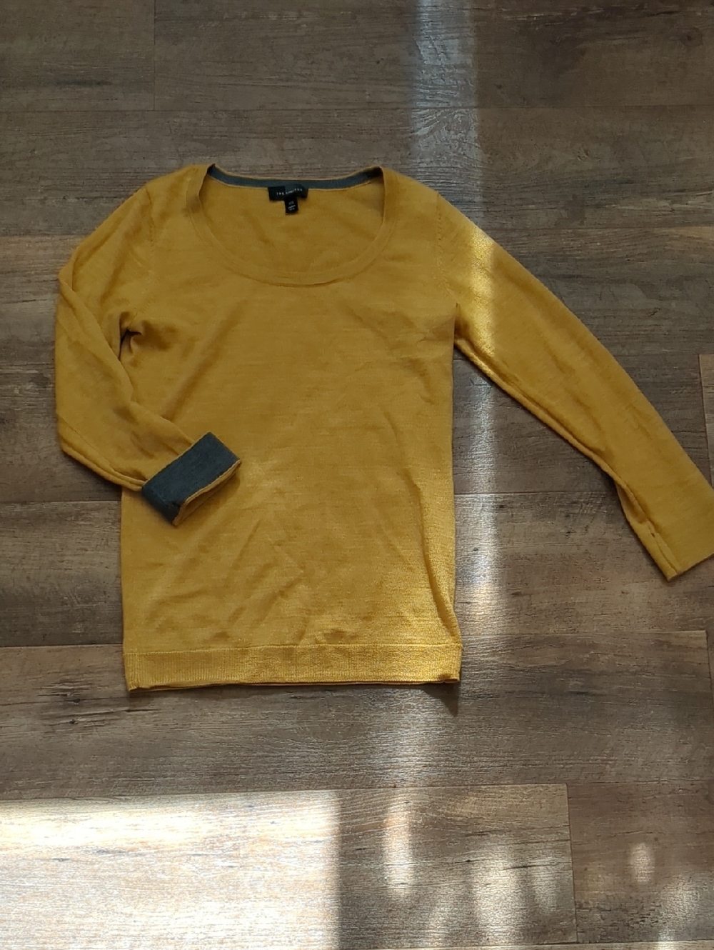 The Limited Mustard Yellow Knit Top with Gray Trim